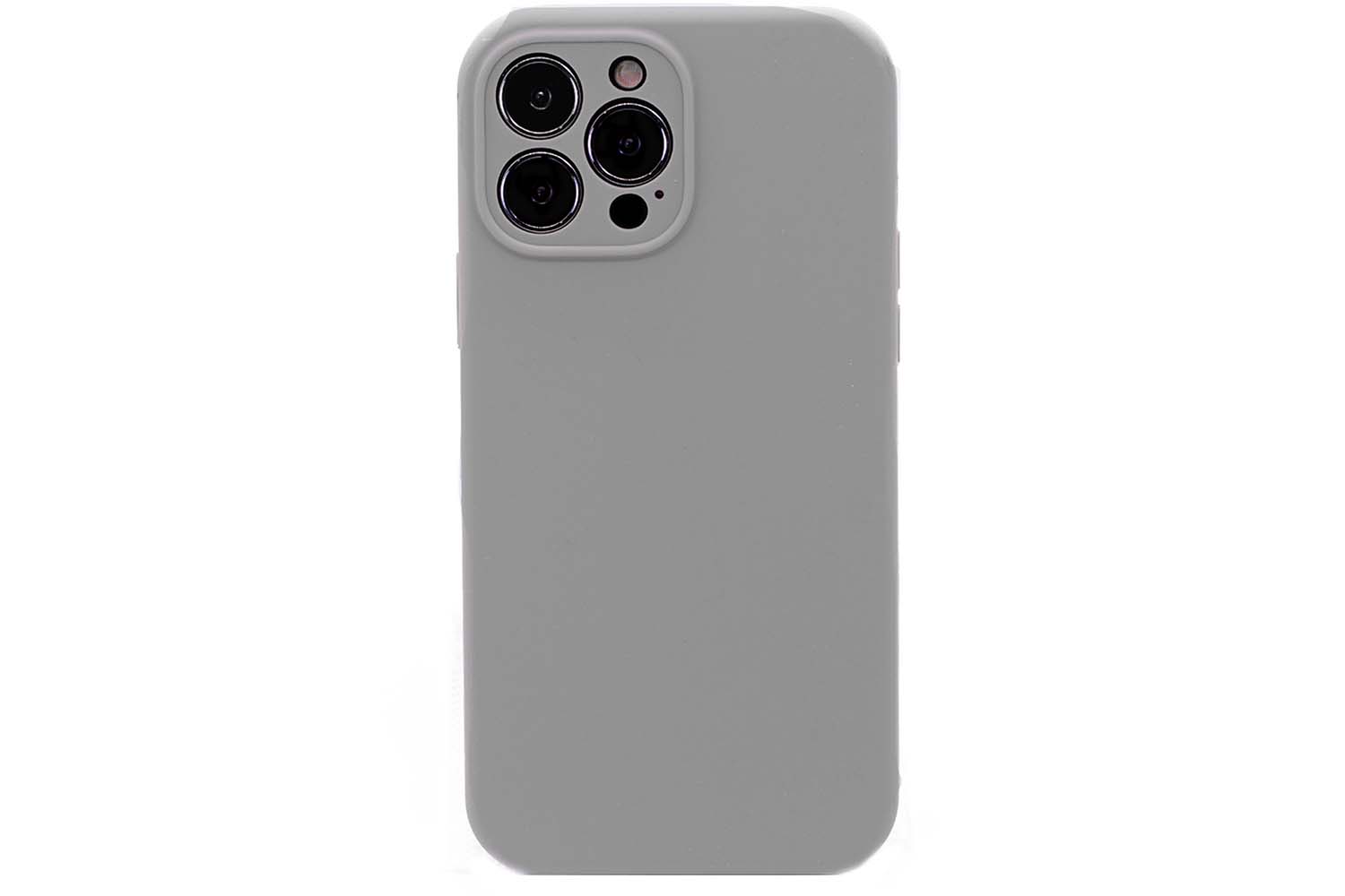 Чехол силиконовый с защитой камеры для Apple iPhone 13 Pro Max (серый песок) 