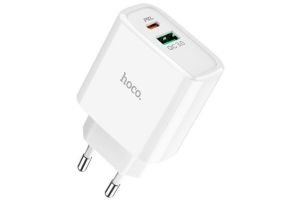 Сетевое зарядное устройство USB+USB-C HOCO C57A Speed charger, 3A, 18W (белый)