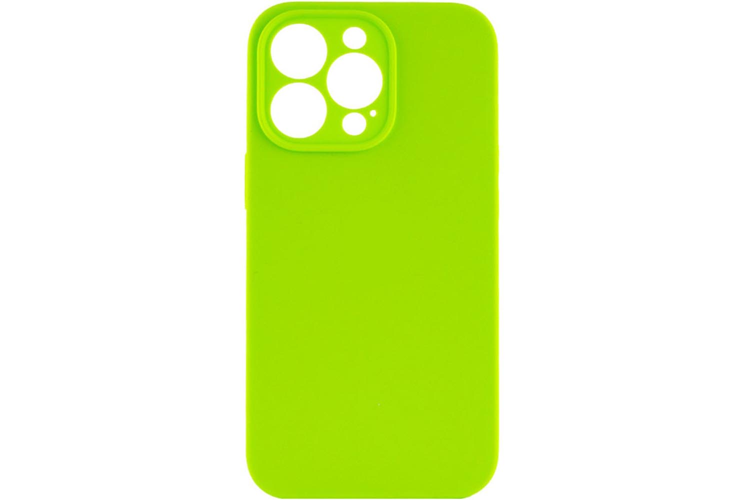 Чехол силиконовый с защитой камеры для Apple iPhone 14 Pro (ярко - зеленый)