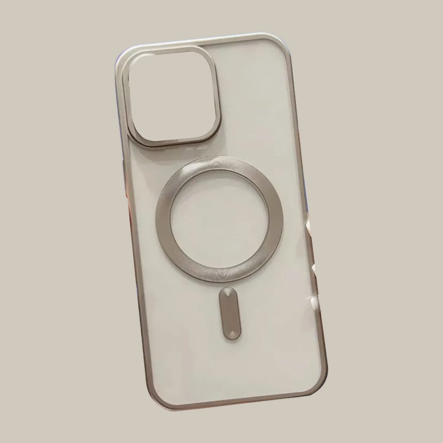 Чехол прозрачный силиконовый для Apple iPhone 14 Pro Max с MagSafe (натуральный титан)