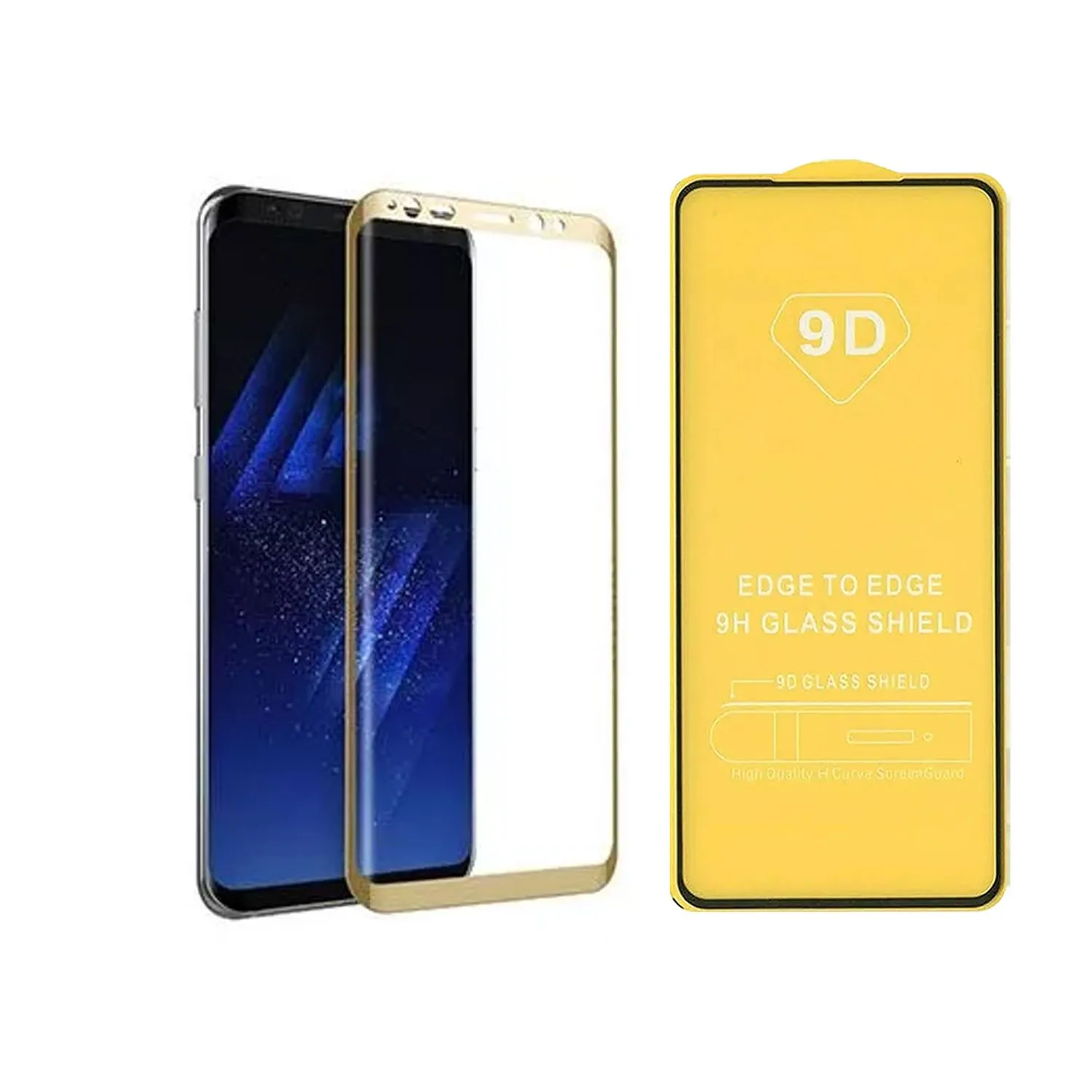 Противоударное стекло LEIWEI для дисплея Samsung Galaxy S8 Plus SM-G955F 9D тех.упаковка (золото)