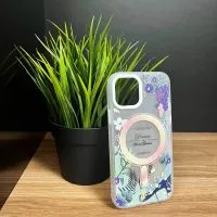 Чехол TPU матовый с принтом цветы Dream с MagSafe Apple iPhone 14 Pro Max (белый)