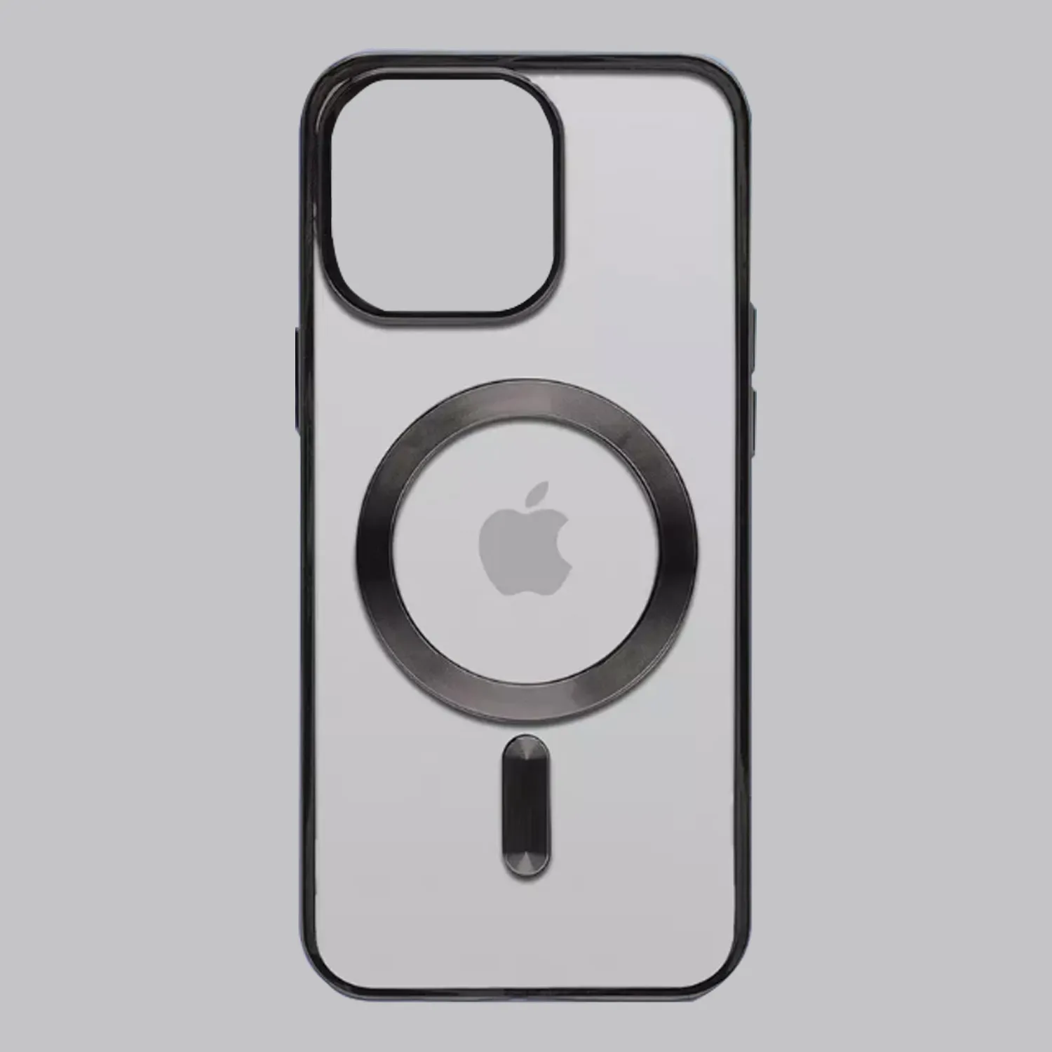 Чехол прозрачный силиконовый для Apple iPhone 15 с MagSafe (черный)