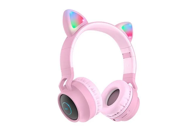 Наушники полноразмерные Bluetooth HOCO W27 Cat ear wireless (розовый)