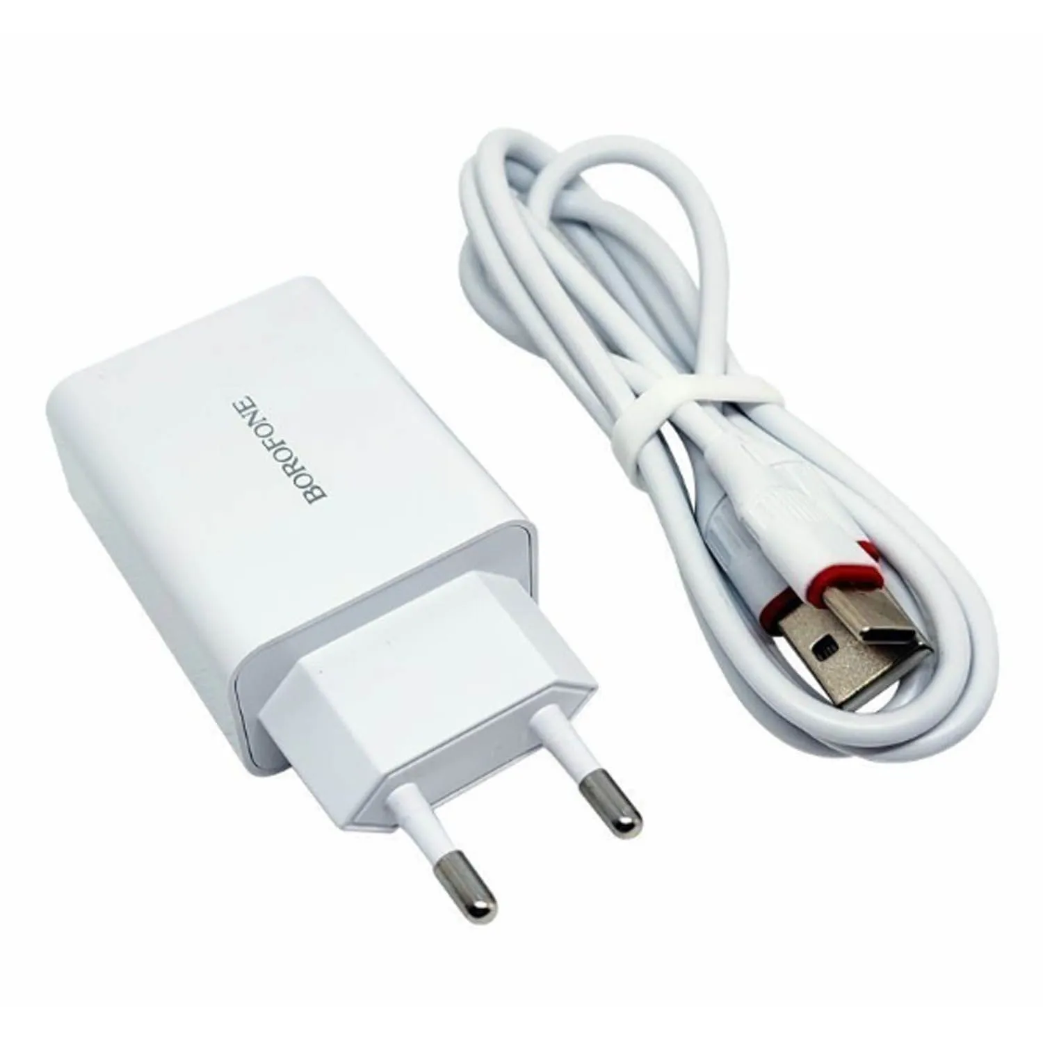 Сетевое зарядное устройство Borofone BA21A, USB + кабельType-C, 1м,  (белый)