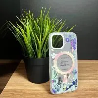 Чехол TPU матовый с принтом цветы Dream с MagSafe Apple iPhone 13 (белый)