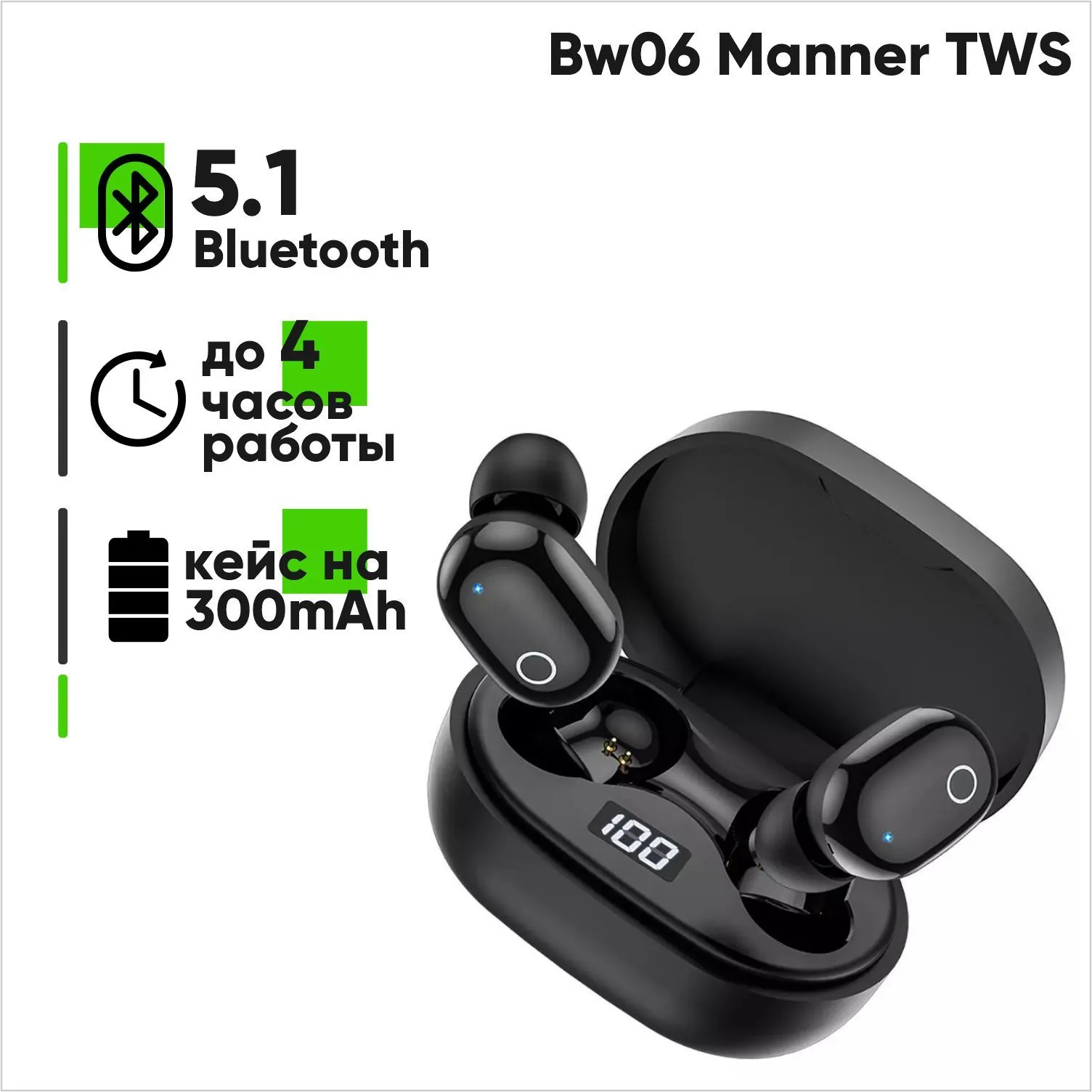 Беспроводные наушники BW06 Manner TWS (черный)