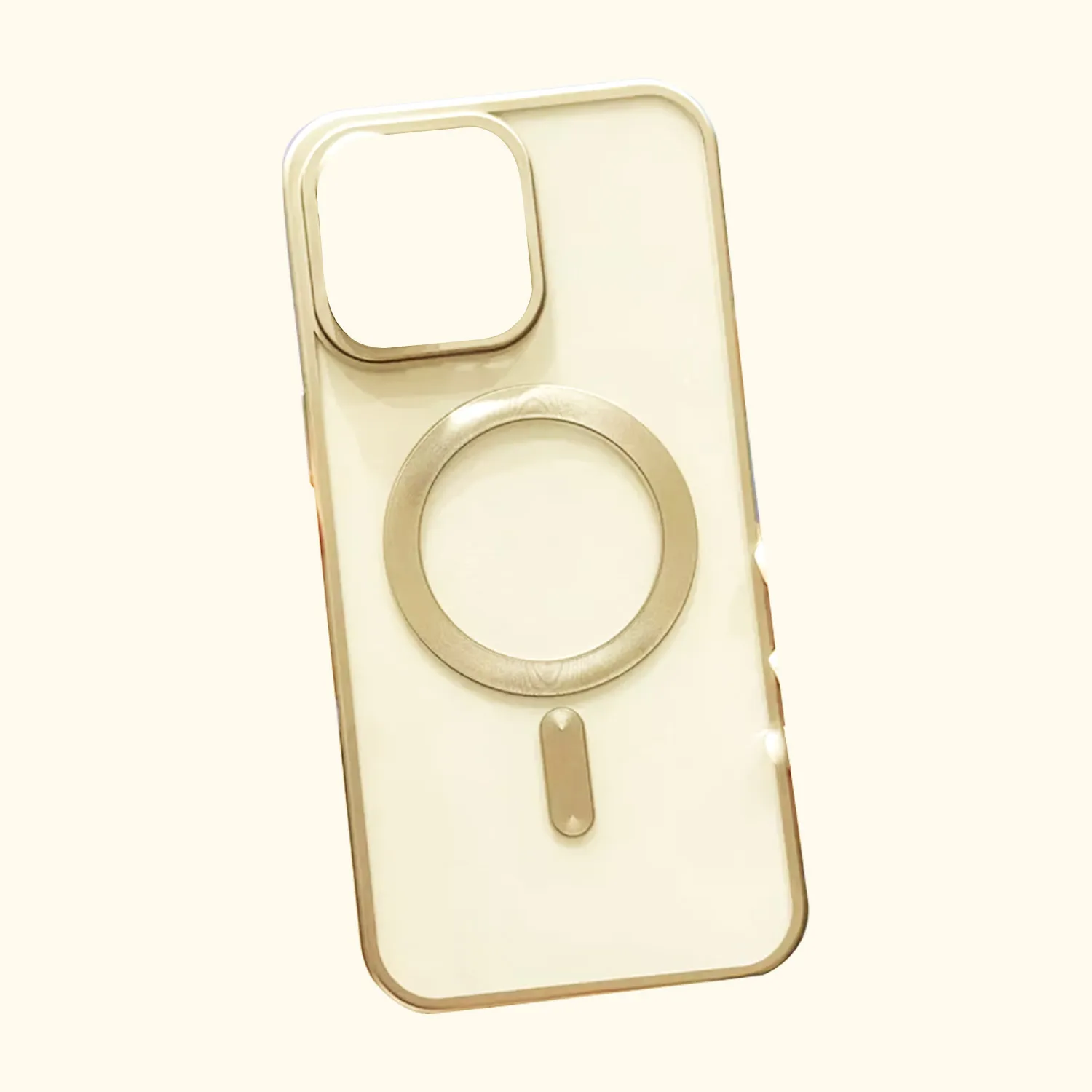 Чехол прозрачный силиконовый для Apple iPhone 15 Pro с MagSafe (золото)