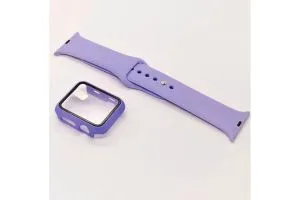 Чехол + защитное стекло + ремешок на часы Apple Watch 40mm Case / Кейс накладка 40мм (фиолетовый)