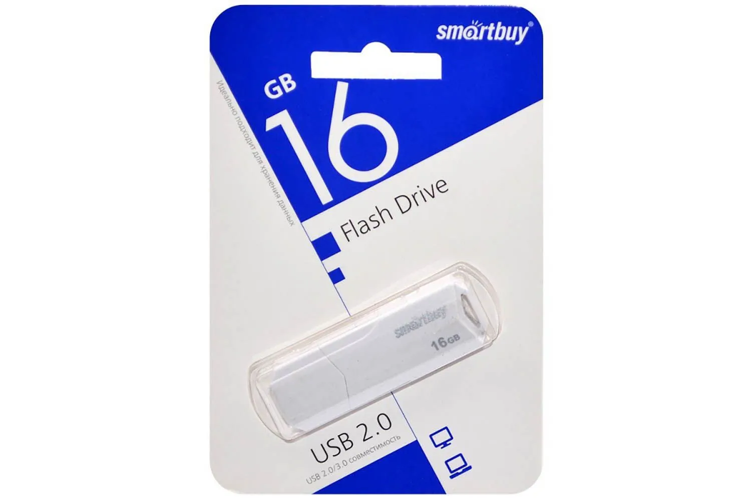 Флеш-накопитель USB 16GB SmartBuy Clue (белый)
