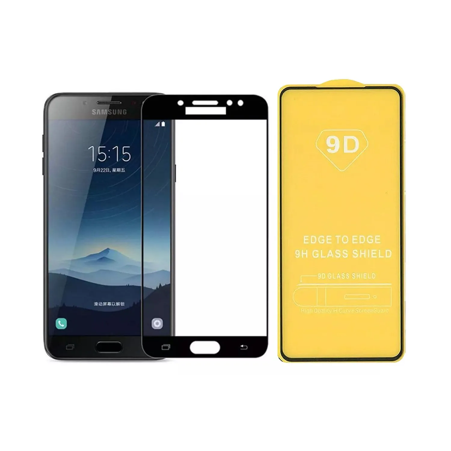 Противоударное стекло LEIWEI для дисплея Samsung Galaxy J7 Plus 9D тех.упаковка (черный)