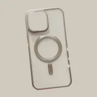 Чехол прозрачный силиконовый для Apple iPhone 15 Pro с MagSafe (натуральный титан)