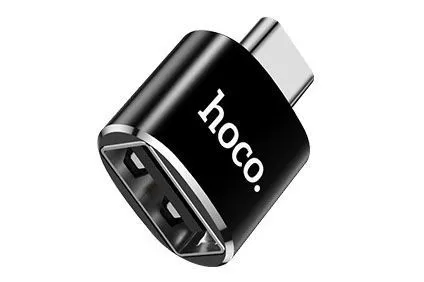 Переходник USB - Type-C(f) HOCO UA5, плоский, алюминий, цвет: чёрный