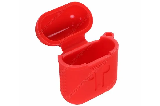 Чехол силиконовый для Airpods с рисунком (красный)