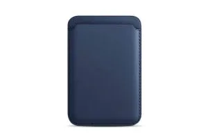Кожаный Карт Холдер для Apple iPhone c Magsafe Leather Wallet (темно синий)