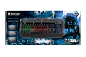 Клавиатура игровая проводная влагоустойчивая DEFENDER Werewolf GK-120DL RGB (черный)