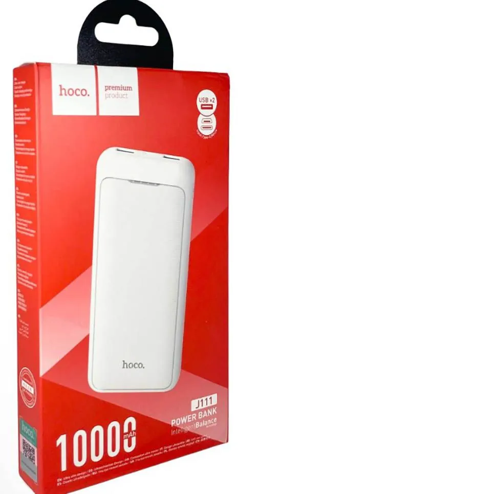Внешний аккумулятор HOCO J111 Smart charge, 10000мАч (белый)