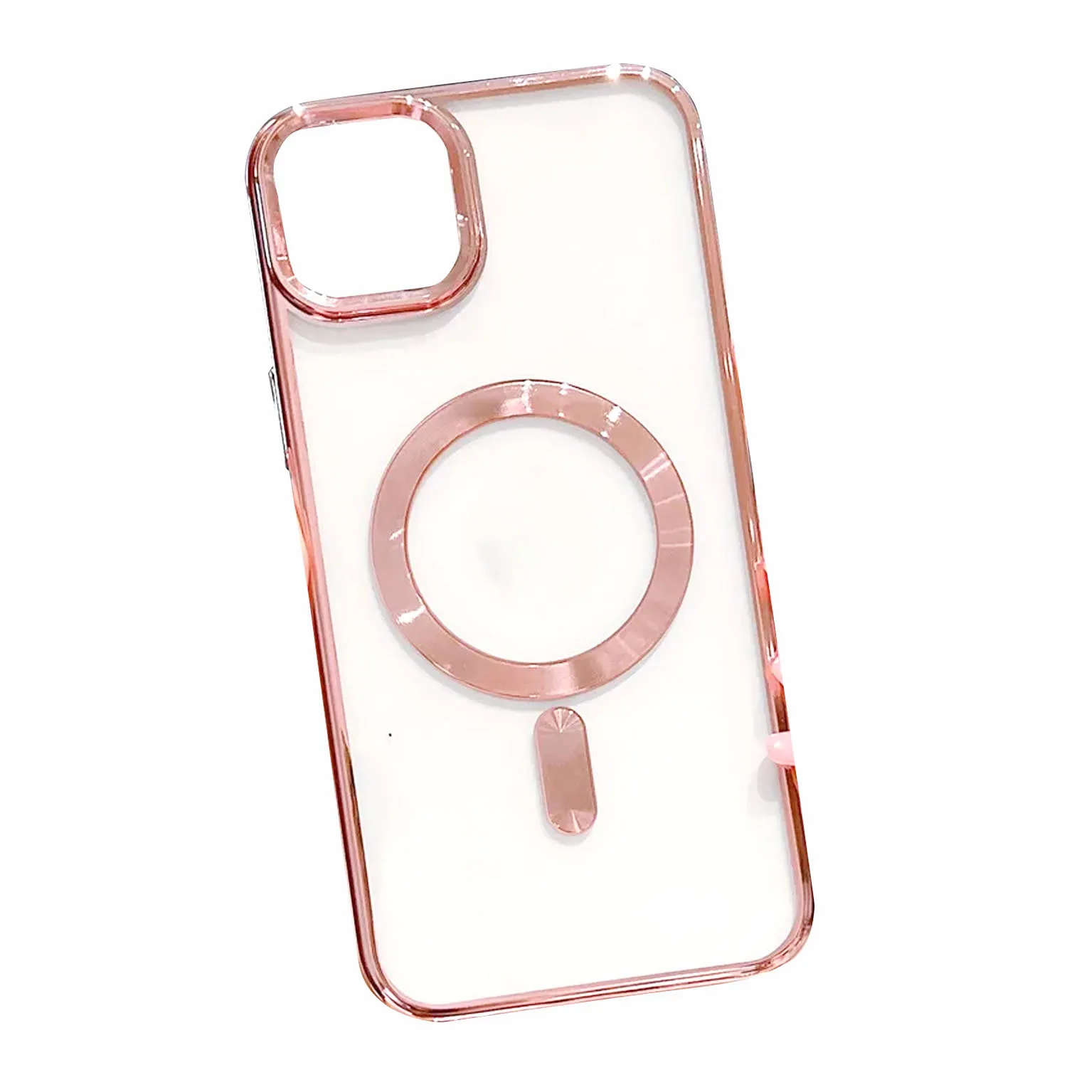 Чехол прозрачный силиконовый для Apple iPhone 15 с MagSafe (розовый)