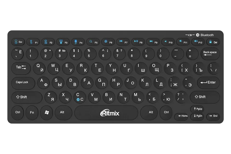 Клавиатура беспроводная компактная RITMIX RKB-310BTH Bluetooth (черный)