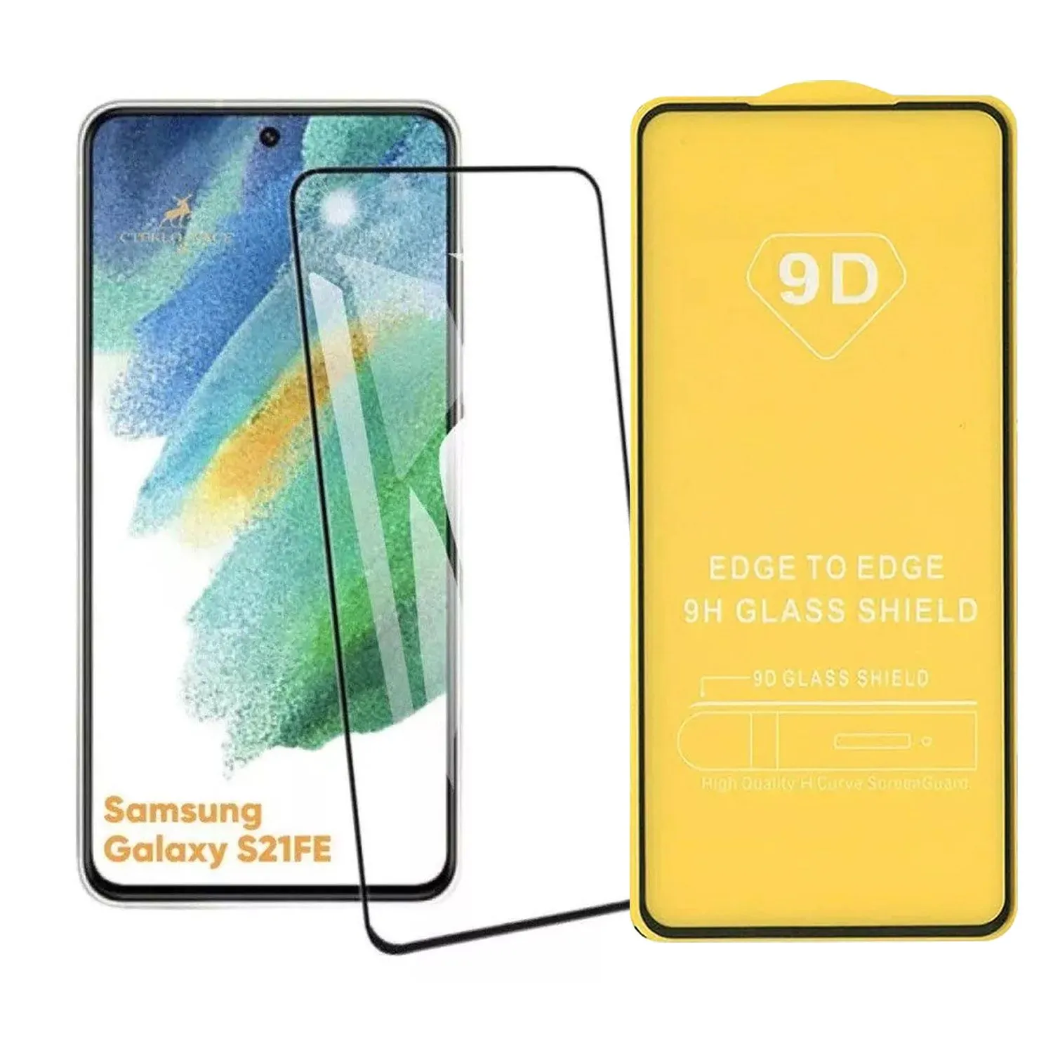 Противоударное стекло LEIWEI для Samsung Galaxy S21 FE 9D тех.упаковка (черный)