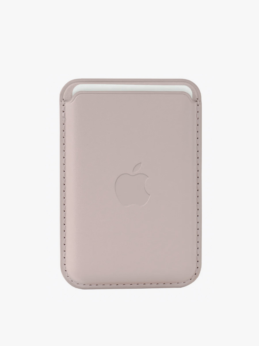 Кожаный картхолдер для iPhone MagSafe (светло-розовый)