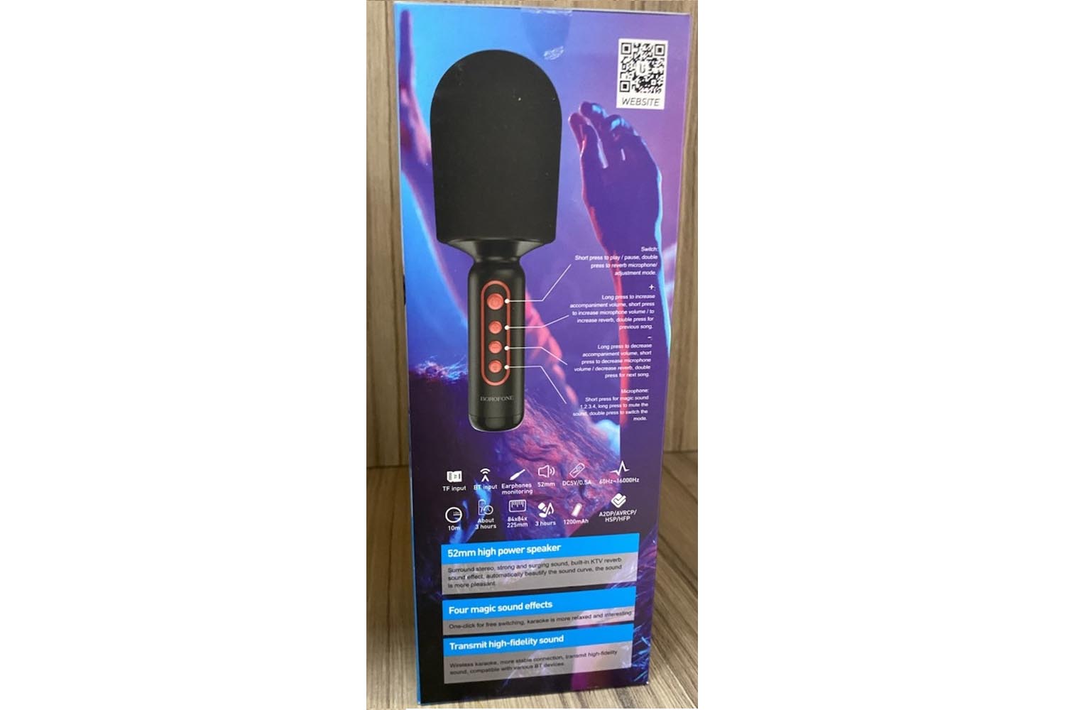 Беспроводной Bluetooth-микрофон BOROFONE BFK3 для караоке (черный)