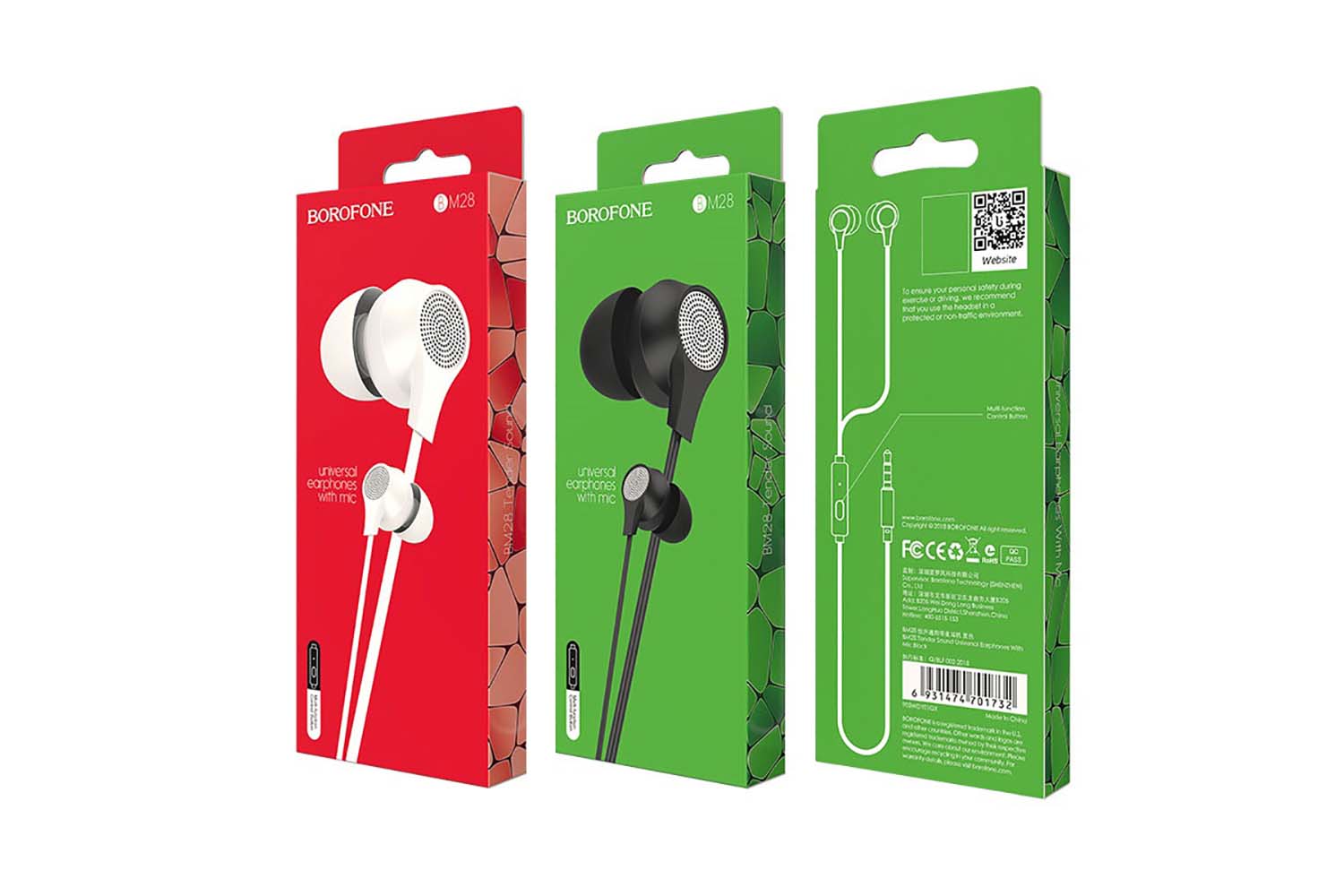Гарнитура 3.5mm BOROFONE BM28 с микрофоном (белый)