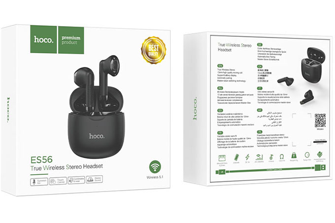 Беспроводная гарнитура Bluetooth HOCO ES56 с кейсом (черный)