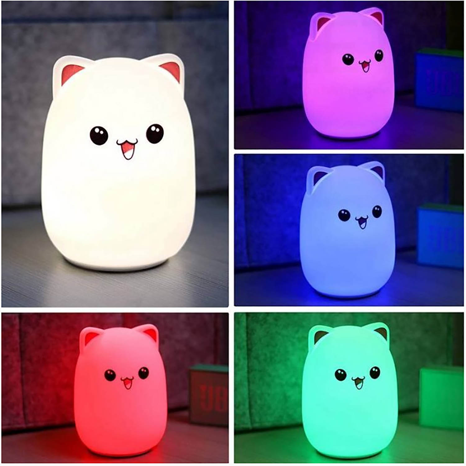 Ночник силиконовый "Котенок" 13.5 см