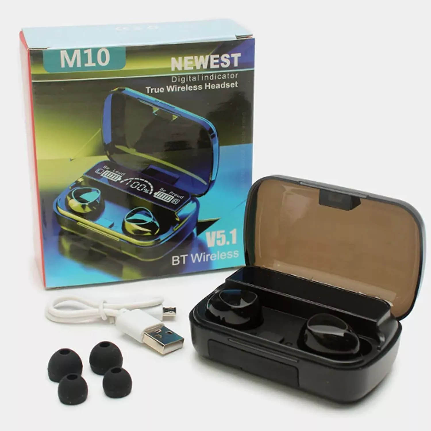 Беспроводная гарнитура Bluetooth M10 V5.1 с дисплеем (черный)