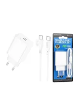 Сетевое зарядное устройство Borofone BA21A Pro, + кабель Type-C - Type - C, 20W (белый)