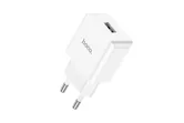 Блок питания сетевой 1 USB HOCO C106A, 2100mA (белый)