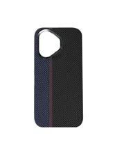 Чехол пластиковый карбон LUXO Life с MagSafe Apple iPhone 17 (синий, черный, красная полоса)