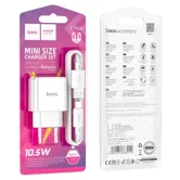 Блок питания сетевой HOCO C106A 10.5 W  + кабель USB - Type-c (белый)