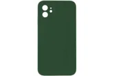 Чехол силиконовый с защитой камеры для Apple iPhone 12 (тёмно - зелёный)