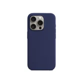 Чехол силиконовый для Apple iPhone 16 Pro с открытой камерой (темно-синий)