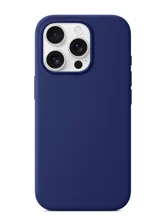 Чехол силиконовый для Apple iPhone 16 Pro Max с закрытой камерой (темно-синий)