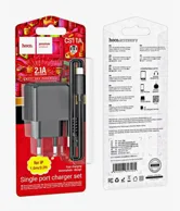 Сетевое зарядное устройство HOCO CS11A с кабелем usb lightning (черный)