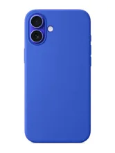 Чехол силиконовый для Apple iPhone 16 с закрытой камерой (ярко-синий)