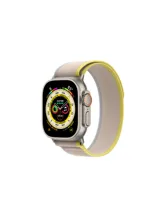 Ремешок тканевый на липучке Apple Watch 42mm, 44mm, 47mm, 49mm (бежево - жёлтый)