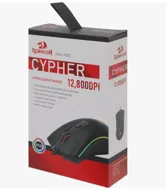 Мышь проводная игровая REDRAGON Cypher 7 кнопок, сенсор 12800dpi, RGB подсветка 1,8м (черный)
