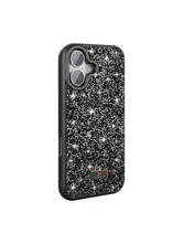 Чехол с MagSafe Apple iPhone 16 со стразами Swarovski + картхолдер (черный)