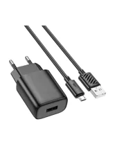 Сетевое зарядное устройство HOCO C134A, кабель USB- MicroUSB 2400mAh (черный)