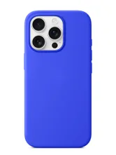 Чехол силиконовый для Apple iPhone 16 Pro с закрытой камерой (ярко-синий)