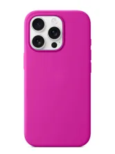 Чехол силиконовый для Apple iPhone 16 Pro с закрытой камерой (ярко-розовый)