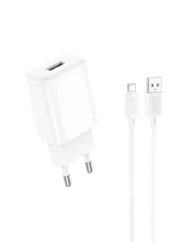Сетевое зарядное устройство HOCO C134A, кабель USB- MicroUSB 2400mAh (белый)