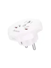 Сетевой переходник адаптер для евророзетки Hoco AC6 10А 250В (белый)