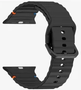 Ремешок силиконовый и пласт Binkson Apple Watch 42mm, 44mm, 45mm, 46mm, 49mm (черный)