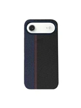 Чехол пластиковый карбон LUXO Life с MagSafe Apple iPhone 17 Air (синий, черный, красная полоса)