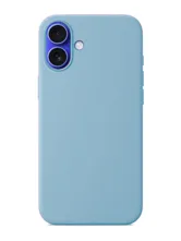 Чехол силиконовый для Apple iPhone 16 с закрытой камерой (голубой)